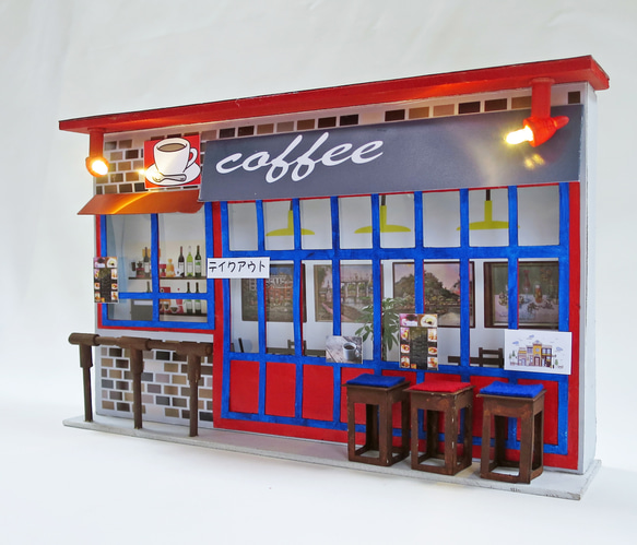 「電飾カフェ」　P　完成モデル　ジオラマ　ミニチュア　プレゼント　 3枚目の画像