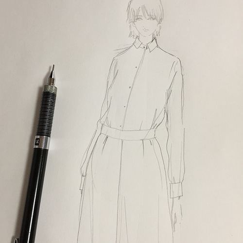 1点もの・デザイン画付き】ベルト付きゴブラン織りシャツ型 1点もの・デザイン画付き】ベルト付きゴブラン織りシャツ型