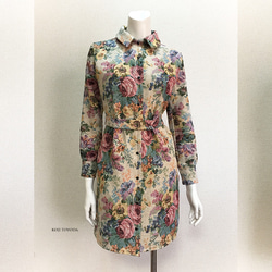 【1点もの・デザイン画付き】ベルト付きゴブラン織りシャツ型コートワンピース（KOJI TOYODA） 4枚目の画像