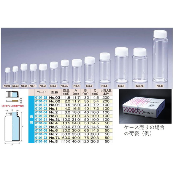 Laboran 螺旋管瓶 No.7L 60ml 50 件盒銷售玻璃瓶植物標本室 第2張的照片