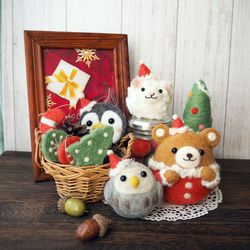 羊毛フェルト：ころくまちゃんのクリスマスセット 羊毛フェルト