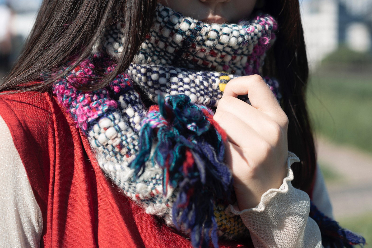 暖かい 手織り マフラー ウールマフラー/プレゼント(72)