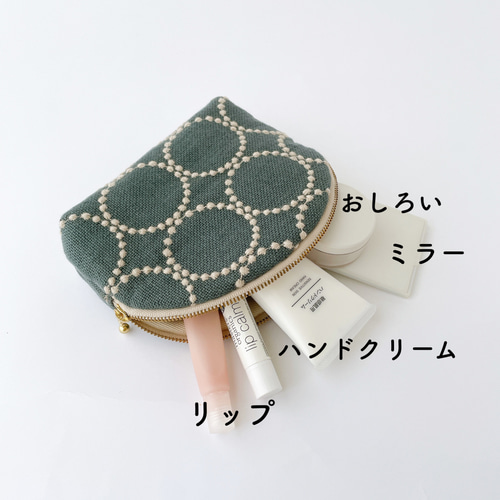 ミナ ポーチ タンバリン グリーングレー Ｋｏｒｖａ ｐｏｕｃｈ ｔａｍｂｏｕｒｉｎｅ｜ミナ ペルホネン / minä perhonen  2025ギフト｜ギフト プレゼントのMOO:D MARK by ISETAN（伊勢丹）
