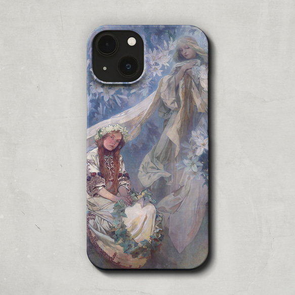スマホケース / アルフォンス ミュシャ「百合の聖母」 iPhone 全機種対応 ユリ 百合 花 絵画 レトロ 個性的 1枚目の画像