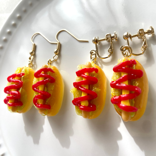 リニューアル！ ホットドック ピアスorイヤリング 食品サンプル