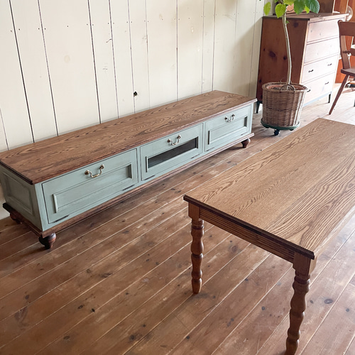 おしゃれ かわいい フランスアンティークテレビボード（グレー） 英国