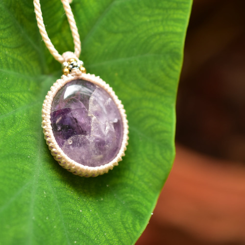 アメジスト　マクラメネックレス トラピッツェ アメジスト マクラメペンダント784 - ショップ