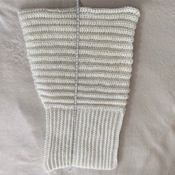 バラクラバ　ホワイト　手編み　フード付きネックウォーマー　男女兼用　シンプル 10枚目の画像
