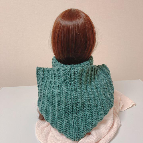 バラクラバ ホワイト 手編み フード付きネックウォーマー 男女兼用