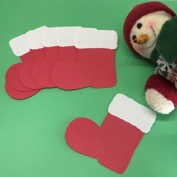 クリスマスに☆クリスマスブーツ*長靴　赤緑セットコメントカード*コメカ*メッセージカード 2枚目の画像