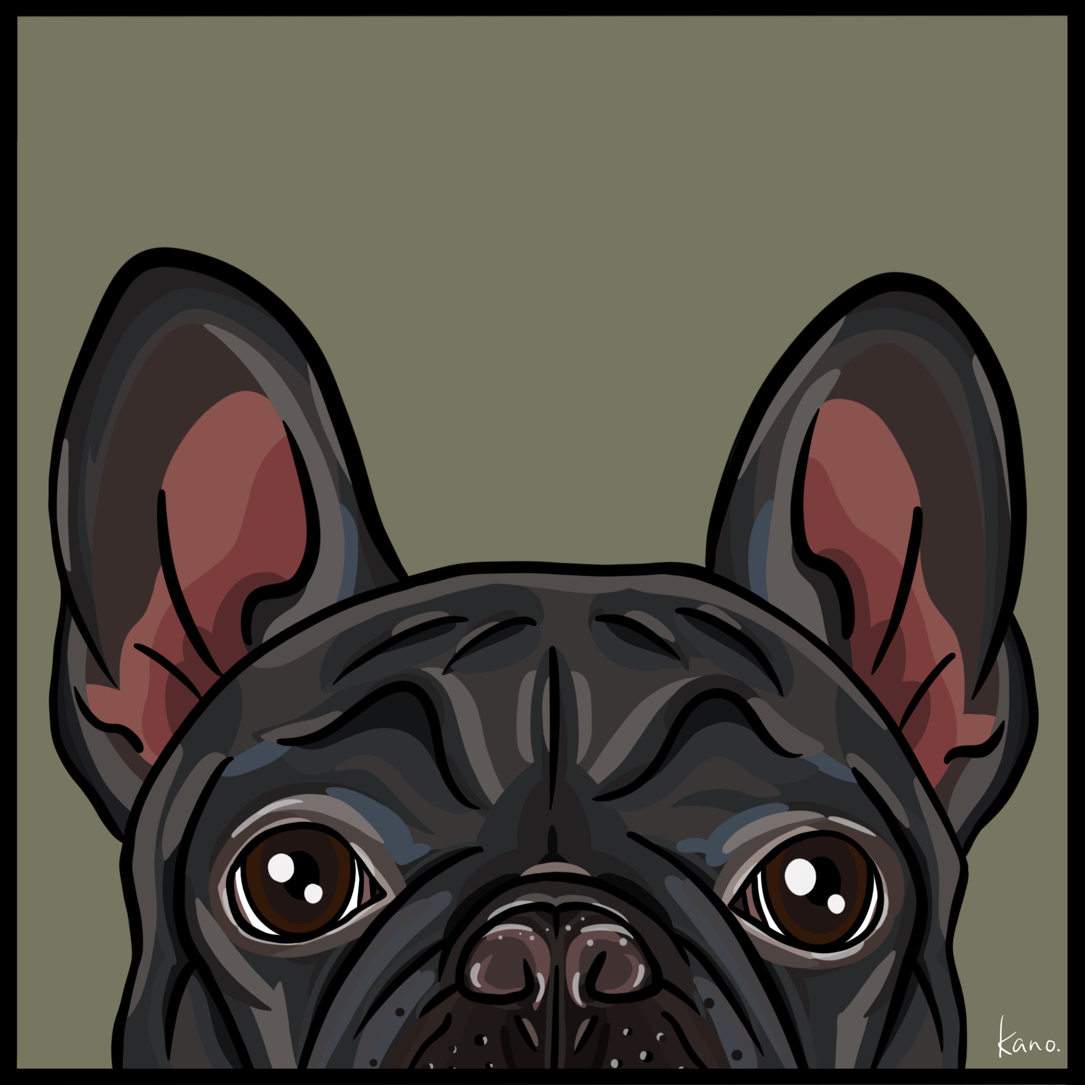 アートパネル　ひょっこりフレンチブルドッグ（ブリンドル）フレブル