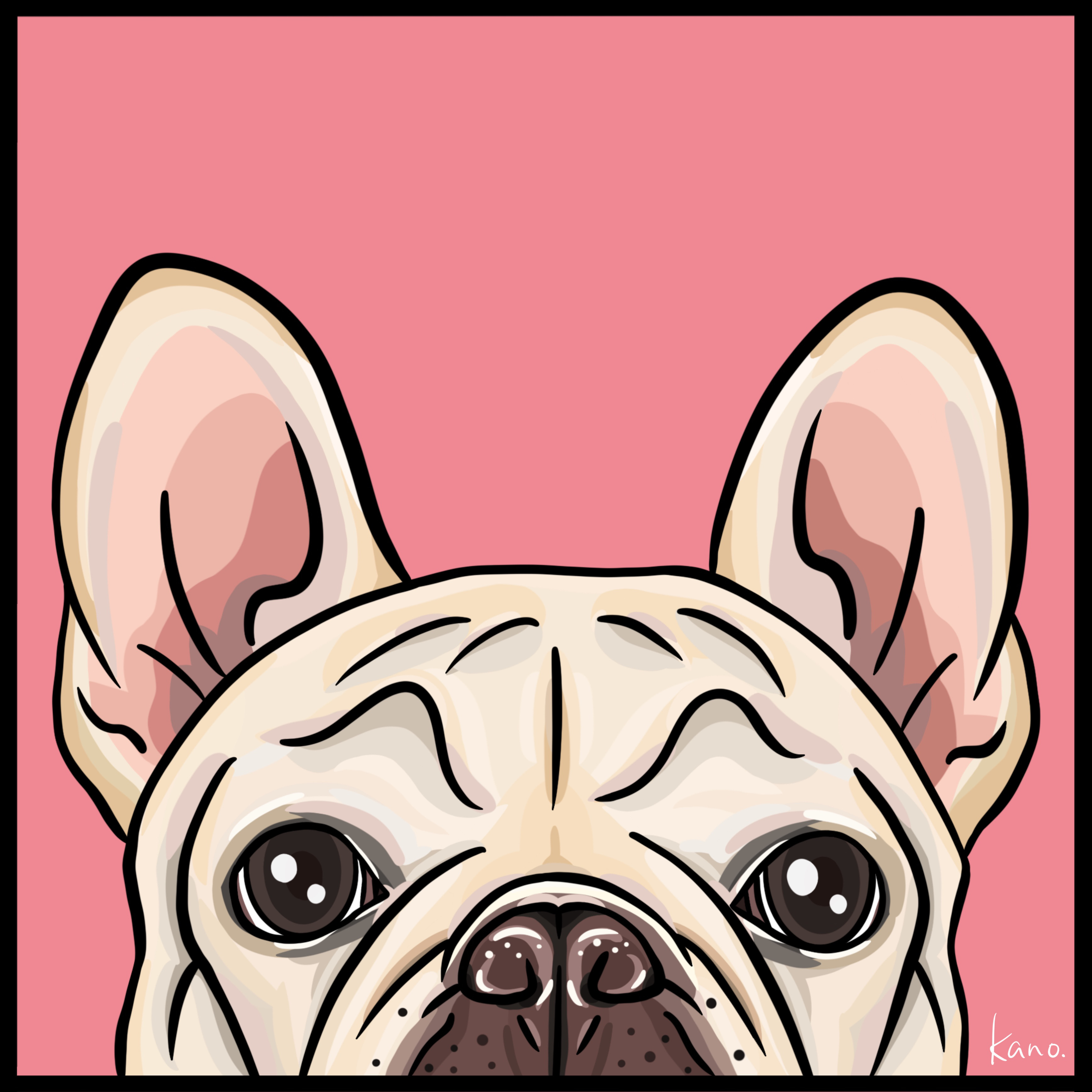 アートパネル　ひょっこりフレンチブルドッグ（ホワイト）フレブル