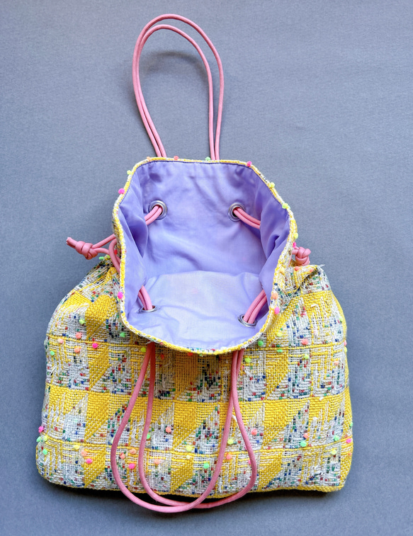 お値引き中【一点もの】リントン社シャネルツィードの巾着バッグ 8枚目の画像