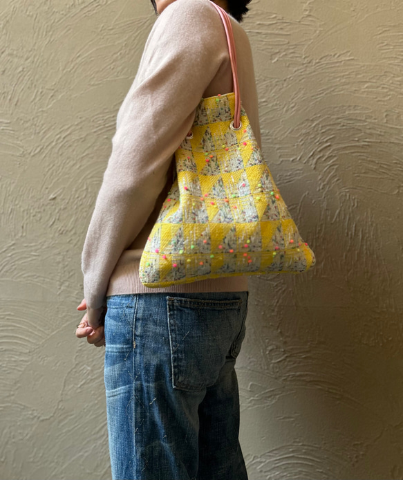 お値引き中【一点もの】リントン社シャネルツィードの巾着バッグ 4枚目の画像