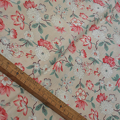 【仏アンティーク】お花畑コットンC*コンディション有/79×65(75) cm