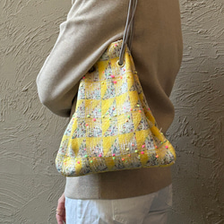 お値引き中【一点もの】リントン社シャネルツィードの巾着バッグ 4枚目の画像