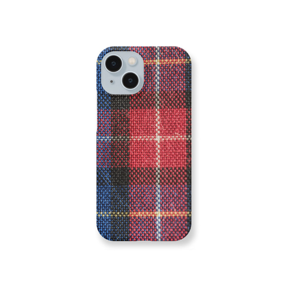 チェック赤青 スマホケース iPhone16 iPhone15 iPhone14 iPhone13