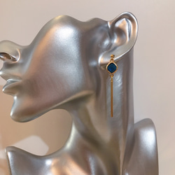 goldframe stick pierced earrings (K18GF)blue 8枚目の画像