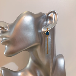 goldframe stick pierced earrings (K18GF)blue 7枚目の画像