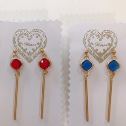 goldframe stick pierced earrings (K18GF)blue 11枚目の画像