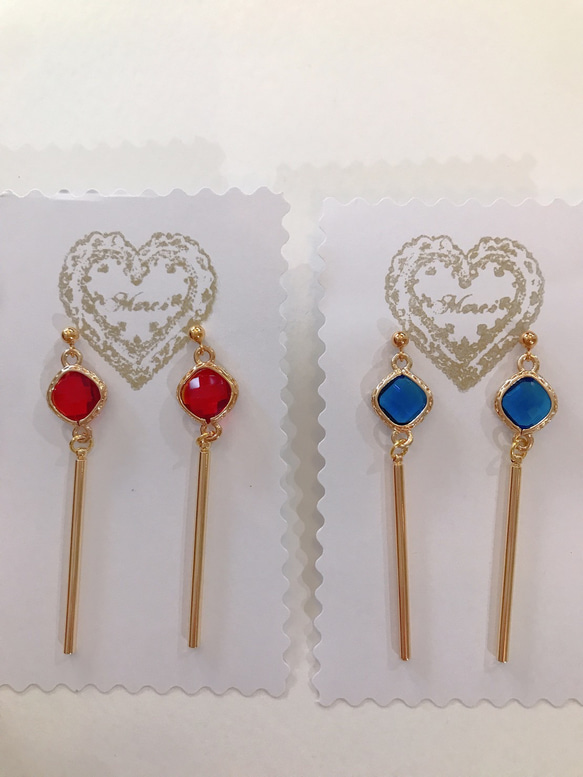 goldframe stick pierced earrings (K18GF)blue 11枚目の画像