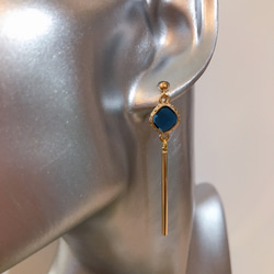 goldframe stick pierced earrings (K18GF)blue 9枚目の画像