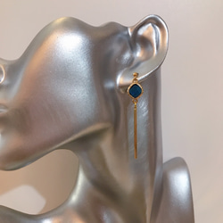 goldframe stick pierced earrings (K18GF)blue 6枚目の画像