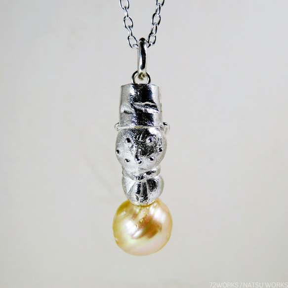 雪だるまのパール ペンダント O / Pearl Snowman Pendant 4枚目の画像