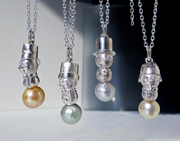 雪だるまのパール ペンダント O / Pearl Snowman Pendant 2枚目の画像