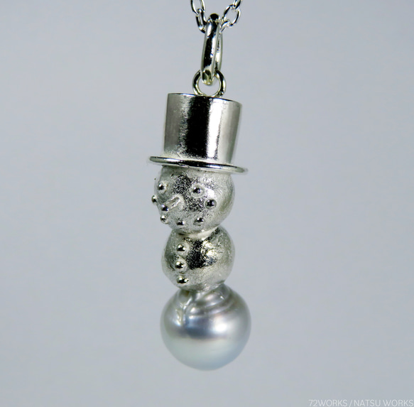 雪だるまのパール ペンダント B / Pearl Snowman Pendant 7枚目の画像