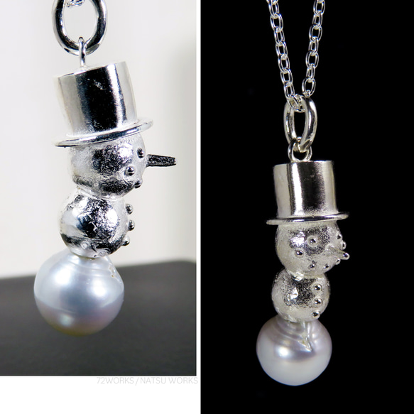 雪だるまのパール ペンダント B / Pearl Snowman Pendant 3枚目の画像