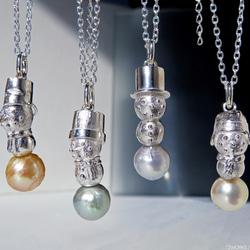 雪だるまのパール ペンダント B / Pearl Snowman Pendant 2枚目の画像