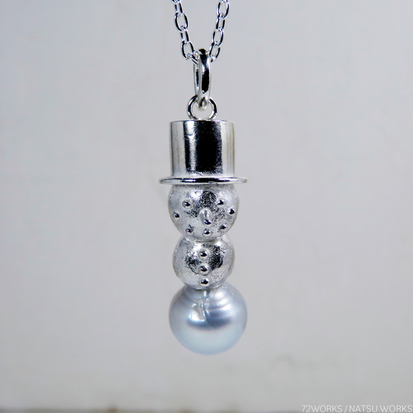 雪だるまのパール ペンダント B / Pearl Snowman Pendant 4枚目の画像