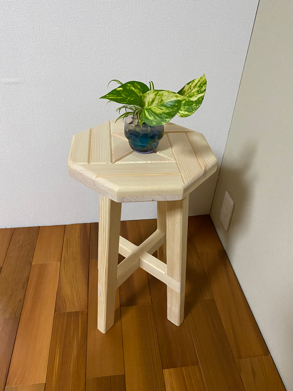 木製スツール/椅子（寄木装飾）の+inforsante.fr
