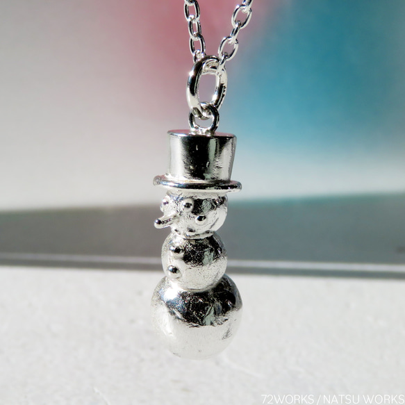 帽子をかぶった雪だるまの ペンダント / Snowman wear the Hat Pendant 4枚目の画像