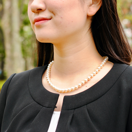 冠婚葬祭okシンプルクリスタルパールネックレス フォーマル入学式 入園