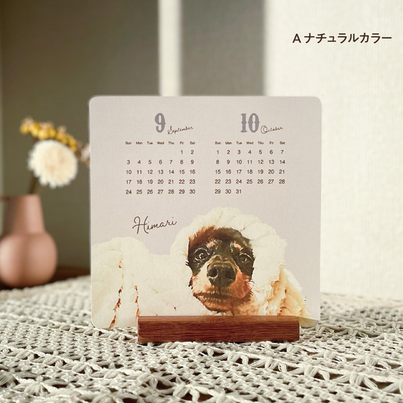 ★1/3日で販売終了！【オーダーメイド】2023卓上カレンダー愛犬愛猫うちの子ペット〈名入れ・ヴィンテージ風〉 9枚目の画像