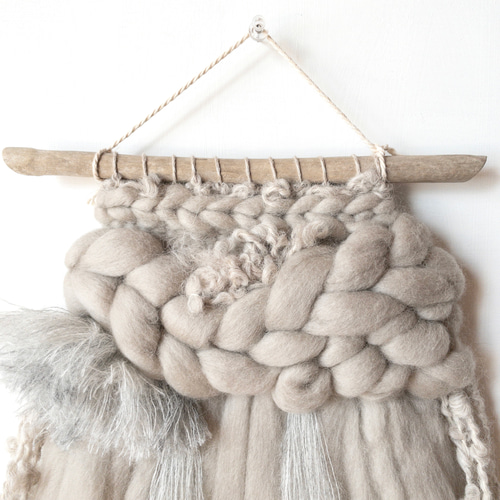 【一点もの】流木 ウィービング タペストリー 『湖の詩を聴く日。』 SALE!!! 【一点もの】流木 ウィービングタペストリー『warm gray