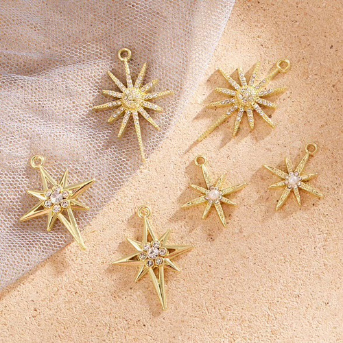 キラキラ 星チャーム スター 八芒星 アクセサリーパーツ キラキラ 星チャーム スター 八芒星 アクセサリーパーツ
