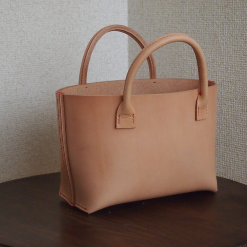 ぷっくり。本革 栃木レザー シンプルトートバック mini ナチュラル