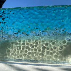 新作　アートインテリアパネル 安らぎの砂浜　立てかけパネル　レジン　水紋アート　海resin 4枚目の画像