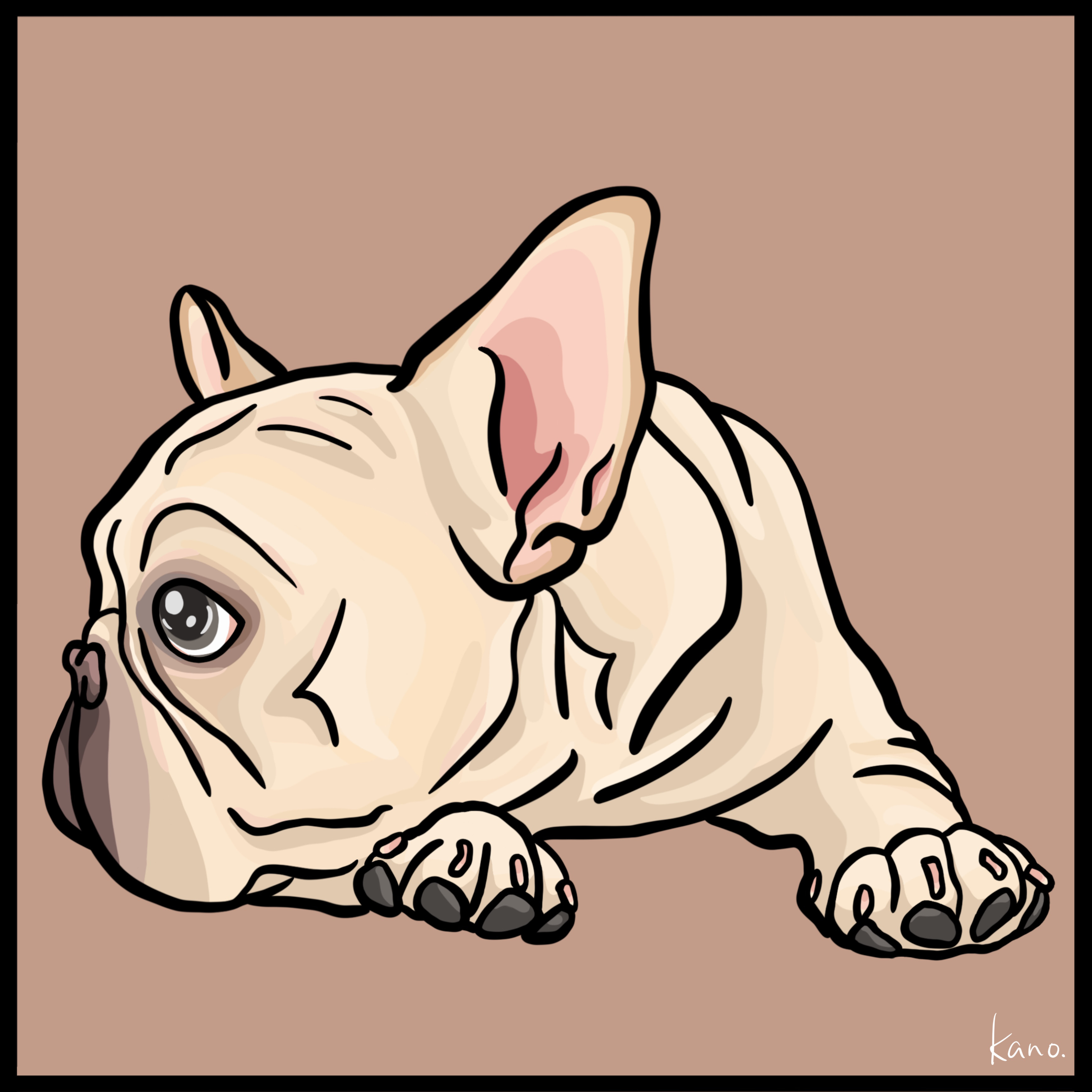 ハンドメイド　オーダー受付ページ　♡フレンチブルドッグ　パネル♡ アートパネル ぐでーんとブルドッグ | BUHIDA