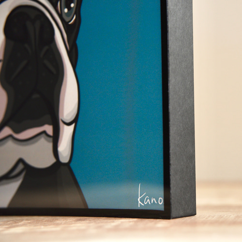 フレンチブルドック、片パイド」F8 キャンバス 原画 アクリル画 額なし