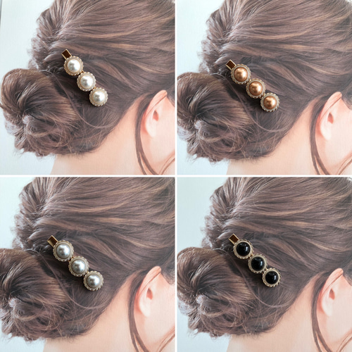 アンティークパール 髪留め ヘアクリップ ハンドメイド ウエディング