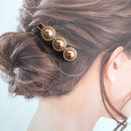 アンティークパール 髪留め ヘアクリップ ハンドメイド ウエディング