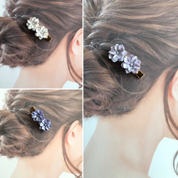 [二本セット】フラワー お花 カボション ライトパープル 紫色 髪留め ヘアクリップ ハンドメイド 3枚目の画像