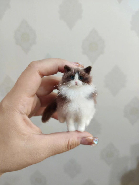 【オーダーメイドペット】羊毛フェルト、うちの子　猫ぬいぐるみ、フェルト猫、羊毛猫、肖像画、犬猫人形 プレゼントやギフトに 100% 模様