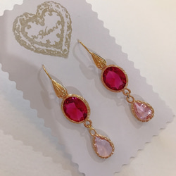 babypinkdrop princess pierced earrings(K18GF) rubyred 8枚目の画像