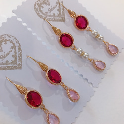 babypinkdrop princess pierced earrings(K18GF) rubyred 15枚目の画像