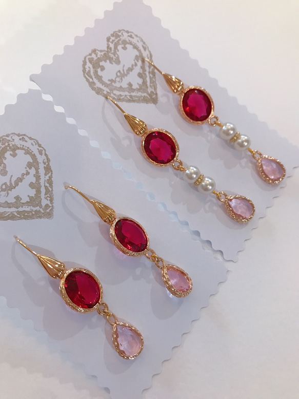 babypinkdrop princess pierced earrings(K18GF) rubyred 15枚目の画像